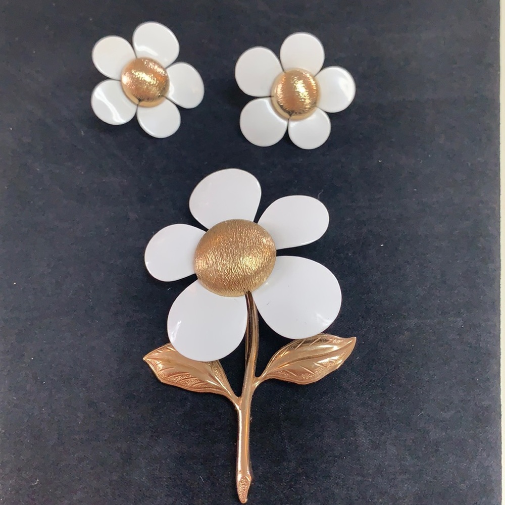 3 Piece set - Pin and two clip earrings